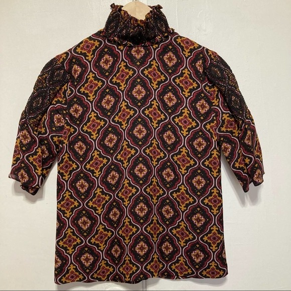 ALC Aubrey Print 100% Silk Mock Neck Top, Size 2 - Picture 4 of 13